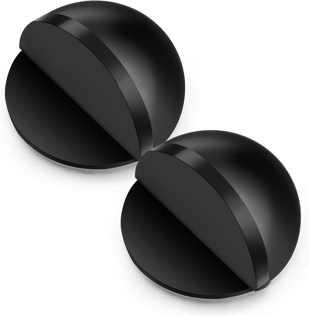 2 Pcs Self Adhesive Door Stoppers, Stainless Steel Floor Door Stop Wall Protector, Half Dome Floor Gate Stopper for Living Room, Bedroom, Bathroom, Office (Black)