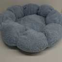 Lesure Calming Medium Dog Bed - Flower Donut Round Fluffy Puppy Bed in Plush Teddy Sherpa, Non-Slip Cute Flower Cat Beds for Indoor Cats, Medium Pet Bed Fits up to 45 lbs, Machine Washable, Blue 30" (30.0"L x 30.0"W x 8.0"Th, Blue)