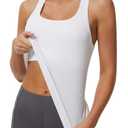 MathCat Workout Tank Tops for Women Athletic Basic Tanks Seamless Running Muscle Racerback Ribbed Yoga Tops with Built in Bra White (White, L)