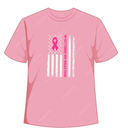 in October We Wear Pink Shirt Pink Ribbon Flag Breast Cancer T-Shirt, L