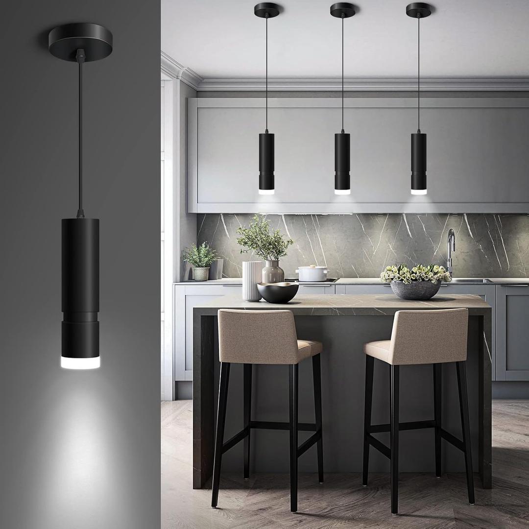 OKELI Pendant Lights Kitchen Island, Modern Unique Adjustable Focus Pendant Lighting for Kitchen Island Dining Room, Bedroom,Bar, Black LED Mini Spot Pendant Lights with 20W,4000K, ETL5026458 (1Pack)
