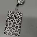 Retractable Badge Holder with Carabiner Reel Clip and Keychain, Multiple Pattern Options, Cute and Fashionable (Snow Leopard)