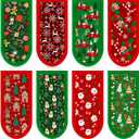 Patelai 8 Pack Christmas Cast Iron Skillet Handle Covers Red Green Hot Pot Handle Holder Cover Heat Resistant Non Slip Cast Iron Skillet Potholders Sleeves Protector for Kitchen Cooking Baking BBQ
