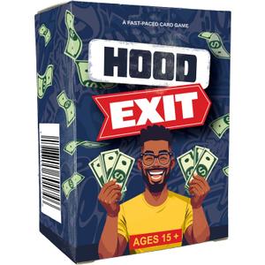 Hood Charades Presents Hood Exit Card Game - Stack Your Cash, Block Rivals, Get Big Mama's Help - Fun Strategic Card Game and Captures Real-Life for Gatherings and Party Nights, Small