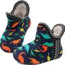 LeIsfIt Toddler Slippers Boys Girls Cozy Warm House Shoes Kids Non-slip Winter Slipper Booties Slip on Plush Lining Sock Slippers (7.5-8.5 Toddler, Dinosaur)