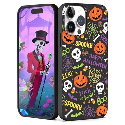 XIMIZU Case for iPhone 14 Pro Max Halloween Ghost Pumpkin Design,Black Matte Soft Slim Fit TPU Anti-Scratch Shockproof Protective Cover Phone Case for iPhone 14 Pro Max