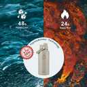 BUZIO 32 oz Water Bottle Insulated, Leakproof Stainless Steel Flask (Cold for 48 Hrs), Wide Mouth BPA-Free Metal Thermo Hydro Canteen with 2 Lids, Greige
