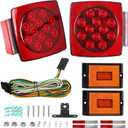LED Trailer Light Kit, IP67 Submersible Stop Turn Tail Brake Lights with License Plate & Side Marker Lights, 25FT Wiring Harness for Boat Trailer Under 80 Inch, Truck RV Camper Snowmobile
