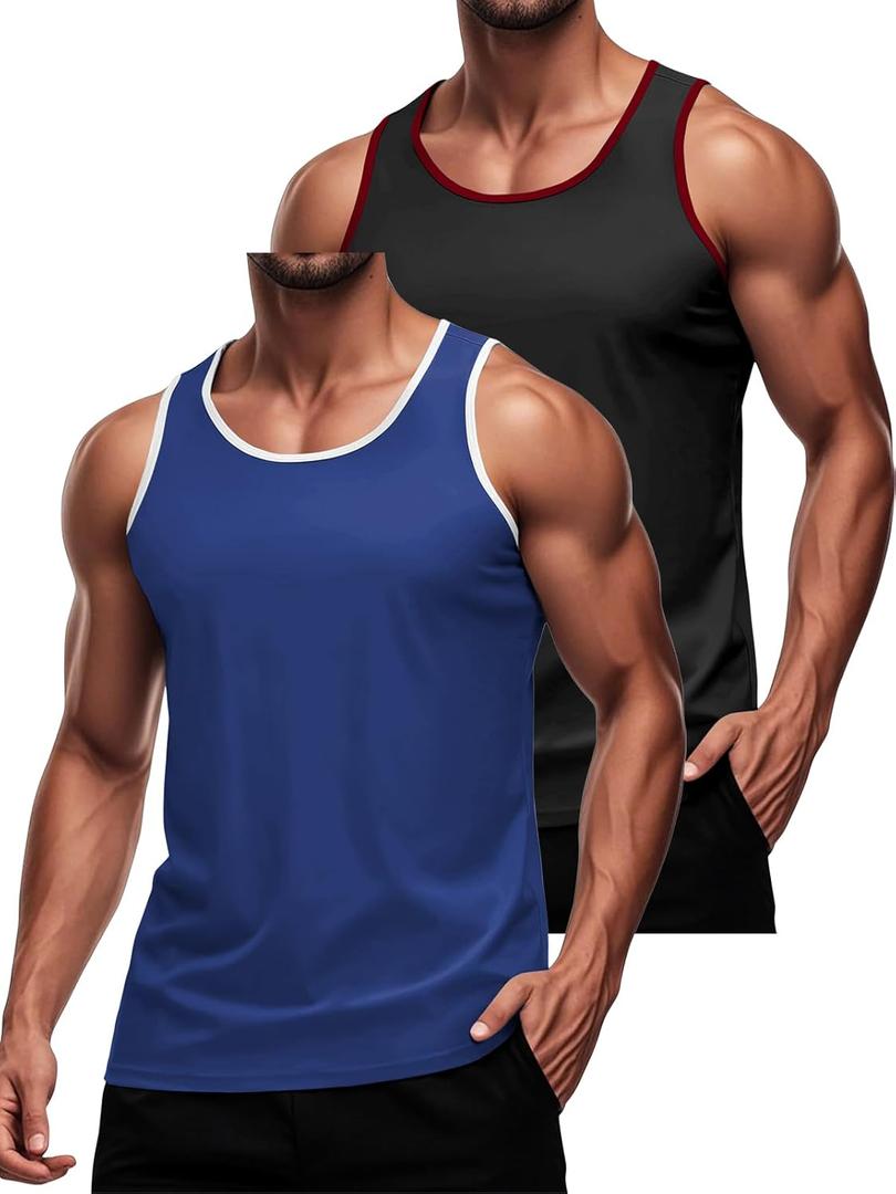 Men's Workout Tank Top Casual Soft Sleeveless Gym Muscle Shirts Bodybuilding Tee (XXXL)
