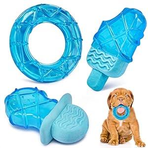 3 Pack Puppy Teething Toys Freezables Relieve Teething Pain and Itching,Large Capacity Frozen Puppy Toys for Teething with Long Lasting Freezing Effects.Fillable Puppy Teething Rings