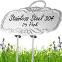 Updated Metal Plant Labels for Garden, 25 Pack Stainless Steel DIY Plant Markers Waterproof for Flowers, Vegetables, Seedlings (Silver)