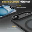 3 x Magnetic for iPhone Air Case with 1 Screen Protector [Mil-Grade Drop Protection] [Compatible with Magsafe] Shockproof Slim Translucent Matte Protective Phone Case, Black