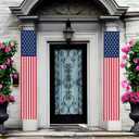 4th of July Decorations Hanging American Flag Banners, Stars and Stripes Porch Sign, Fourth of July USA Patriotic Red White and Blue Decor for Memorial Day Veterans (14"x72" Polyester), 2 Pack