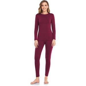 WEERTI Thermal Underwear for Women Long Johns with Fleece Lined Base Layer Women Cold Weather Top Bottom (Large, Red)