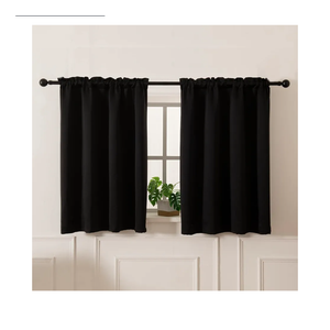Pickluc Cafe Kitchen Curtains 36 Inches Long 2 Panels, Blackout Tier Curtains with Rod Pocket, Short Black Out Curtain for Small Window, 42" Wide and 36" Length, Set of Two, Black