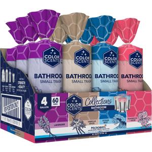 Color Scents 4 Gallon Garbage Bags  Small Scented Trash Bags for Bathroom & Bedroom| 720 Count | Twist Tie | Collection | Made in USA