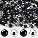 1300Pcs Black&Silver Vase Filler No Hole Pearl Beads, 8mm Art Plastic Beads Pearls for Crafting, Vase Filler for Centerpieces Wedding Party Decoration, Home Table Decor, DIY Crafts