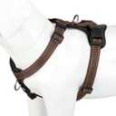 Plutus Pet Adjustable No Pull Dog Harness with Leather Accents, Heavy Duty Reflective Nylon Vest for Training, Hiking, Easy Walk Harness for Large Dogs (Chocolate, L)