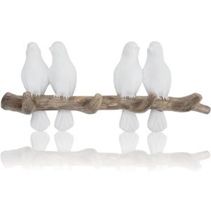 QUMENEY Creative Coat Hooks Wall Mounted Hook Rack, Birds Hooks Coat Hanger Rack, Vintage Wall Hanging Hooks Entryway Hanger for Keys, Towels, Coats, Hats (White 4 Bird)