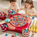 Magnetic Fishing Game for Kids Toddlers Ages 1-3 3-5 5-7, Fish Toy Board Game for Kids 3 4 5 6 7 8 Years Old, 70 Pcs Fishing Table Toys Fish Catch Game Birthday Gifts for Boys Girls, Pink