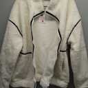 Womens Sherpa Fleece Jacket Zip Up Fuzzy Casual Oversized sweatshirts with Pockets Fall Winter Cozy Outerwear (Large, White)