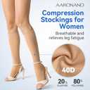 3 Pairs Open Toe Support Socks for Women Knee High Stockings 40D Nylons (S)