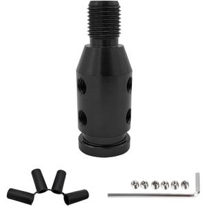 Universal Gear Shift Knob Adapter, M121.25 Aluminum Alloy Shifter Knob Adapter for Non-Threaded Shifters, Shifter Knob Boot Retainer Gear Stick Connector, Car Accessories (Black) (Black-M12)