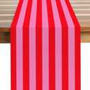 AnyDesign Red Pink Vertical Striped Table Runner Red and Boho Pink Table Decoration for Valentine's Day Baby Shower Birthday Party Dining Room Home Kitchen Decor, 13 x 72 Inch