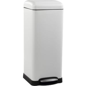 happimess HPM1007A Betty Retro 8-Gallon Step-Open Trash Can with Soft-Close Lid, Fingerprint Resistant, Modern, Minimalistic for Home, Kitchen, Laundry Room, Office, Bedroom, Bathroom, White