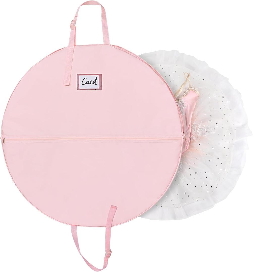 Univivi Tutu Dress Garment Bag, 30 Inch Dance Clothes Bag for Hanging Clothes, Girls Cheer Uniform Bag with Inner Buckle Strap and Handle Strap - Pink