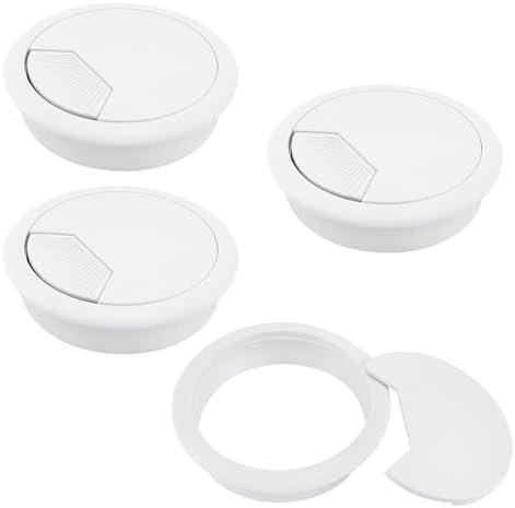 Pack of 3, Quacc 4 PCS Desk Cable Wire Grommet Table Cable Grommet Desk Cable Hole Cover Plastic Desk Grommet for Organize Office and Home Table Cable (White)