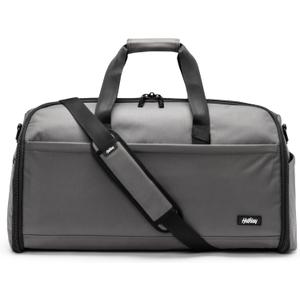 Halfday Convertible 2-in-1 Premium Garment Duffel Weekender Bag 45L: Wrinkle-Free Travel (Hanging Suit Compartment, Shoe Pockets, Trolley Sleeve), Balistic Nylon Carry-on, Ash