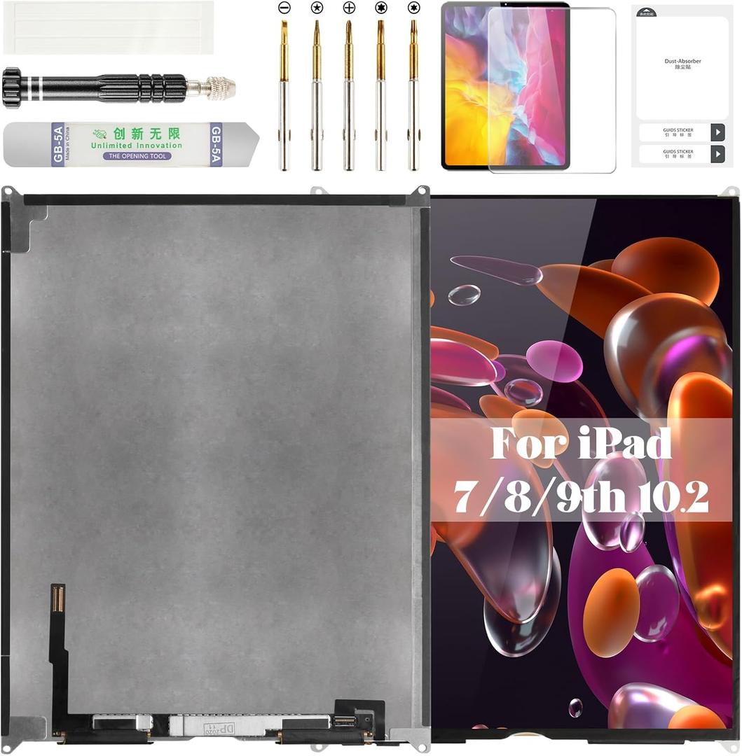 for iPad 7th Gen Screen Replacement 2020 for iPad 10.2" Screen 8th Gen LCD for iPad 9th Display Repair Kits A2197 A2270 A2197 A2200 2019 2021 Black (Without Digitizer)