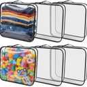 6 Pack Large Clear Travel Packing Cube, See-Through PVC Organizer, Vinyl Zippered Storage Bags Multipurpose Pouch with Handle for Suitcase Pants, Cashmere, Sweaters Shirts Dress Storage