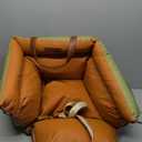 FUNNYFUZZY Dog Car Seat for Small Dogs, Waterproof Dog Booster Car Seat, Faux Leather Pet Car Seat Travel Bed with Thick Cushion, Car Seat for Dogs (Orange Green, 19.69" L x 17.72" W x 9.45" H)