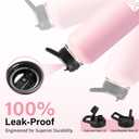 DYSANKY Insulated Water Bottle | Thickened Stainless Steel Vacuum Metal | Portable Sports Water Jug for Gym and Hiking with Straw, Carrier Bag, Handle Strap | BPA-Free 40 oz, Pink