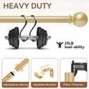 Gold Curtain Rod for Windows 48 to 84 or 88 Inch, 5/8 Inch Diameter Adjustable Curtain Rods With Brackets, Heavy Duty Easy to Install Curtain Rods for Bedroom, Outdoor Curtain Rod for Patio