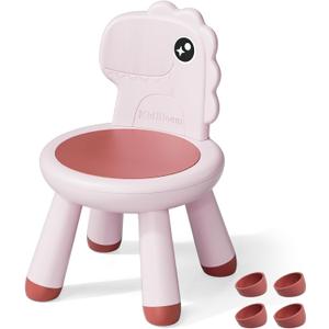 KidBloom Toddler Chair, Reinforced Kids Chair, Dinosaur Plastic Child Chair for Toddlers 13 with Supportive Backrest, Pink