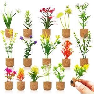 Fridge Magnets-Mini Artificial Plants Refrigerator Magnets Potted Magnet Stickers Cute for White Boards Home Office Decor (16)