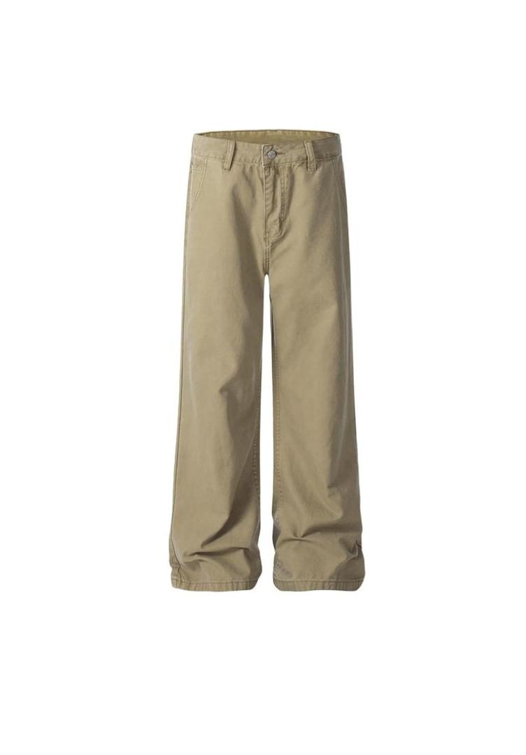 Woman Pants Casual Spring Summer American Retro Commuter Straight Leg Cargo Trouser for Woman, L, Khaki