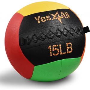 Yes4All Wall Ball, Soft Leather Weighted Iron Sand Med Ball for Dynamic Multifunctional Exercise, 6lbs - 30lbs (C. Premium Vibrant)