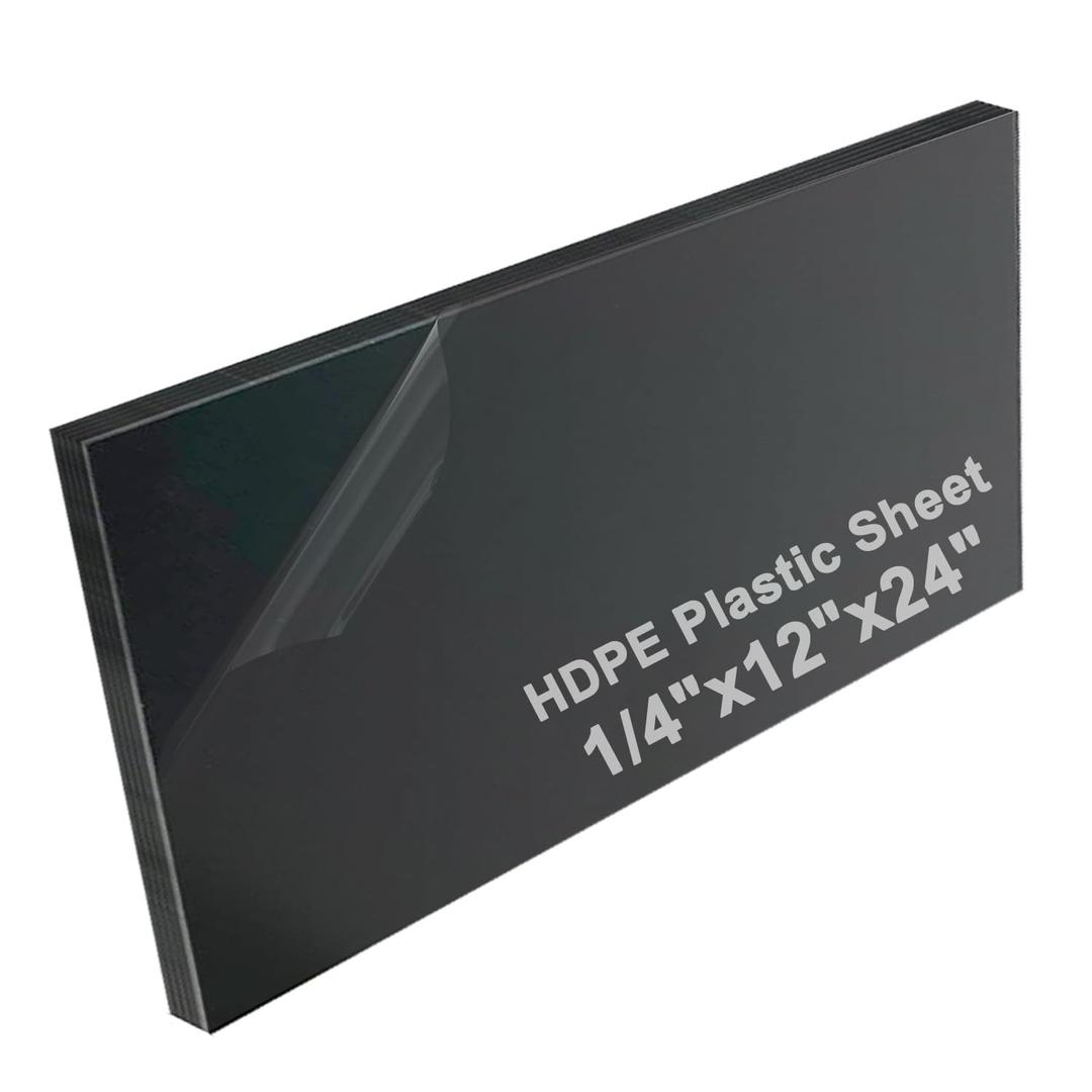 High-Density Polyethylene (HDPE) Plastic Sheet 1/4" Thick 12" X 24"- Black HDPE Sheet,for Machining, Home Improvements, DIY Projects, Engineering,High-Density Polyethylene Plastic Block (Pack of 1)