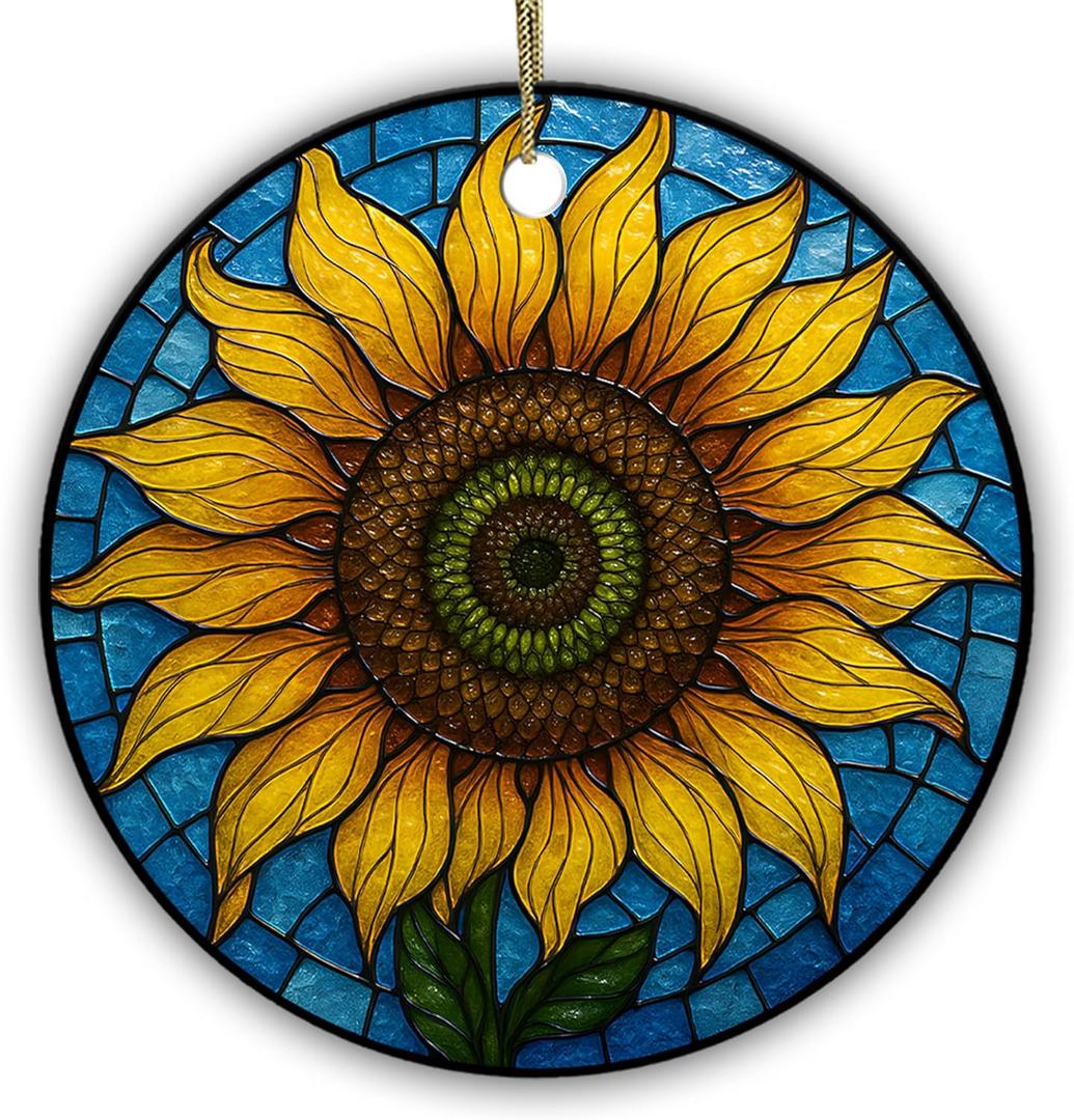 3 x 2025 Christmas Ornament – Sunflower Ornament, Bright Floral Holiday Tree Decoration, Nature Inspired Keepsake Gift