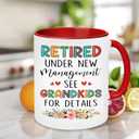 Retirement Gift - Retired Mug - Christmas Gift For Grandma, Mom - Retired Under New Management See Grandkids For Details Mug - Happy Retirement Cup For Women, Coaster, Spoon