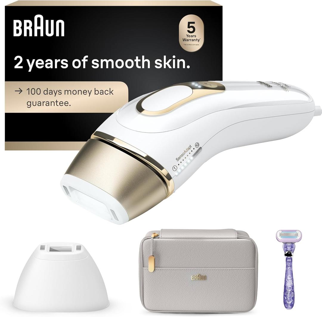 Braun IPL, SilkExpert Pro 5, IPL Hair Removal for Women and Men, Permanent Laser Hair Reduction At-Home, 2 Heads, Pouch, Venus Razor, IPL5157
