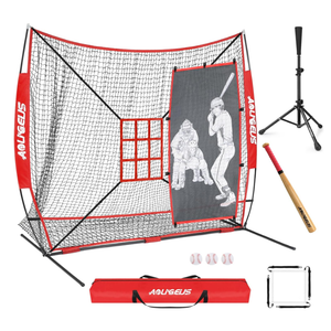 7'X7' Softball Practice Net - Pitching & Batting Net with Baseball Tee, Batter Dummy, Strike Zone & Bow Frame