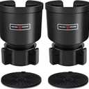 Upgraded Car Cup Holder Expander Adapter with Offset Adjustable Base, Compatible with Yeti 14/24/36/46oz Ramblers, Hydro Flasks 32/40oz, Other Large Bottles Mugs in 3.5"-4.0", 2 Pack (Large*2, Black)