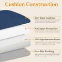 2 Pack Navy Blue Chair Cushions with Ties Removable Covers, D-Shape Dining Kitchen Chair Seat Pads Non Slip 17"x16"