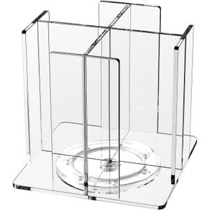 Cup and Lid Holder, 4 Compartment, Square | Rotating Coffee Cup Dispenser Lid Carousel for Restaurant, Buffet, Coffee Station, Bar, Countertop, Clear Acrylic