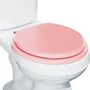 Round Slow Close Wood Toilet Seat, Heavy Duty Pink Toilet Seat with Baked Enamel Finish, Support 400 lbs, Soft Close Toilet Lid with Zinc Alloy Hinges, Grip-Tight Bumpers, Easy Clean & Quick Assembly